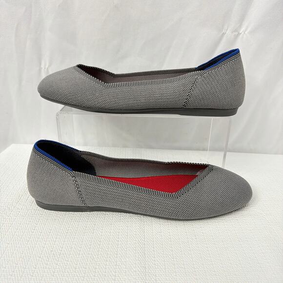 Rothys The Flat Shoes Womens Size 10 Charcoal Gray Knit Round Toe Slip On Ballet - Picture 7 of 9